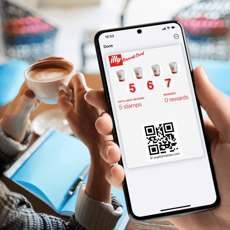 Digital stamp card created for Apple and Google Wallet for Illy Coffees