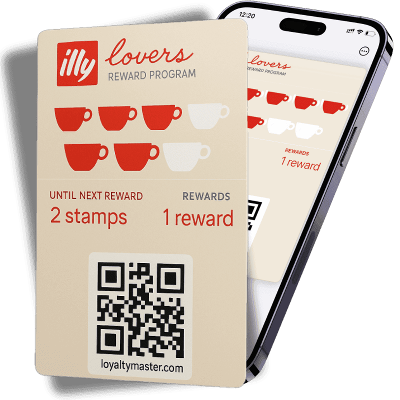 A smartphone showing a branded digital stamp rewards card