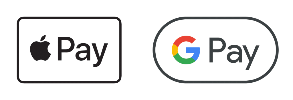 Apple pay and google pay logos.