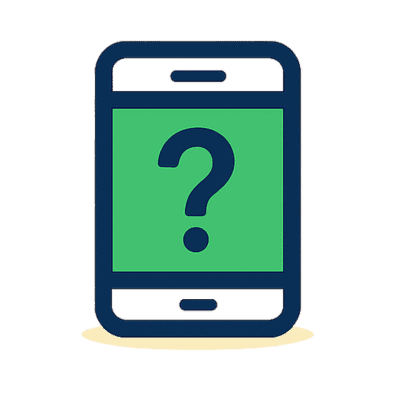 A smartphone icon with a green screen displays a large question mark in the center hinting at electronic rewards