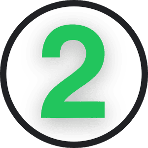 A large green number 2 centered on a white circular background with a black border perfect for tracking progress in digital stamp cards or digital loyalty programs